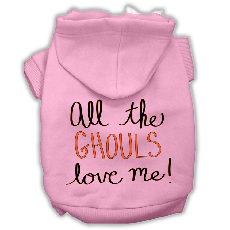 All the Ghouls Screenprint Dog Hoodie Light Pink XS